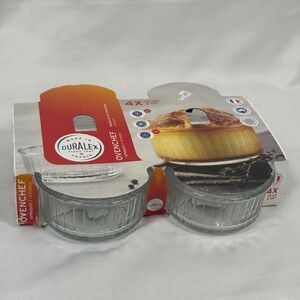 Duralex OvenChef Glass Ramekins Souffle Dishes 4 Count 10cm 3 7/8 Inch France